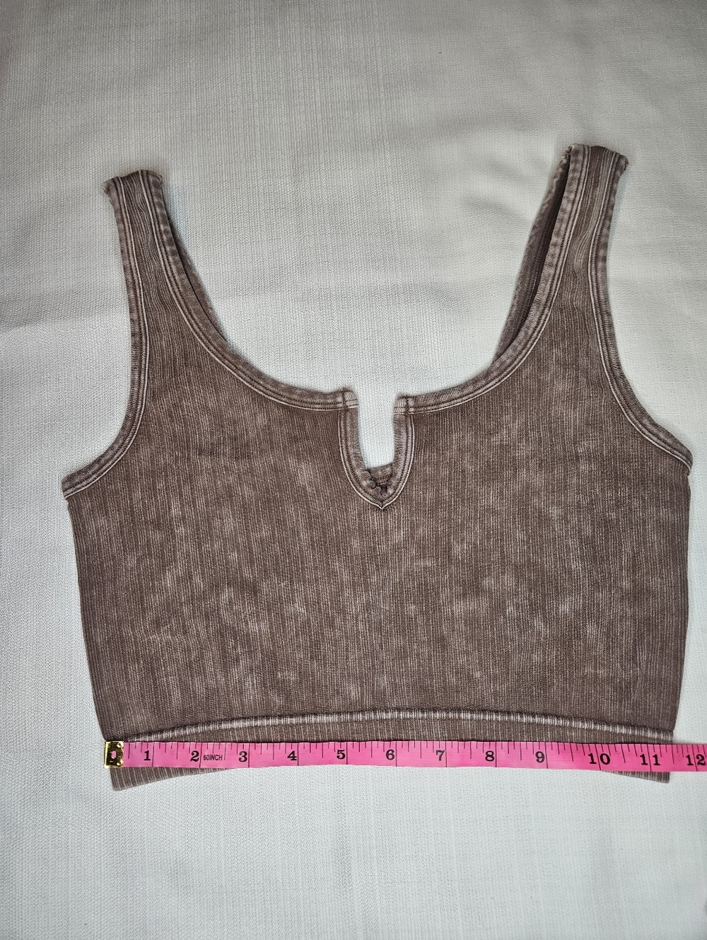 Zenana Outfitters Taupe Ribbed Bralette Notched Neck S/M 14" PTP - Picture 8 of 8
